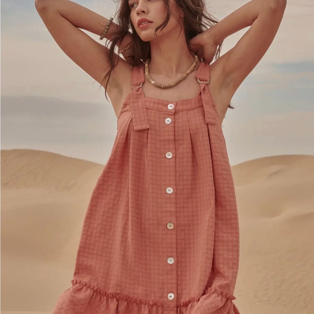Rust Button-Down Sundress with pockets
